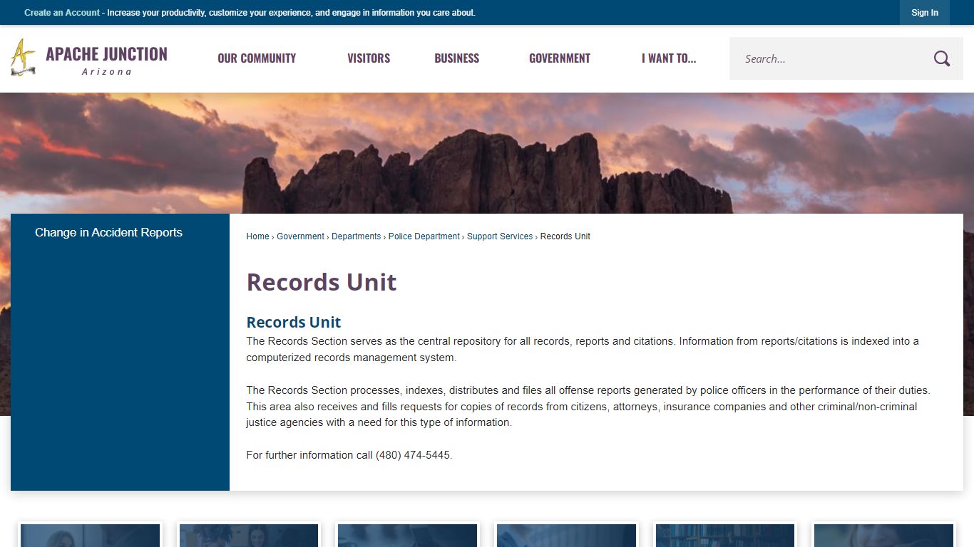 Records Unit | Apache Junction, AZ - Official Website