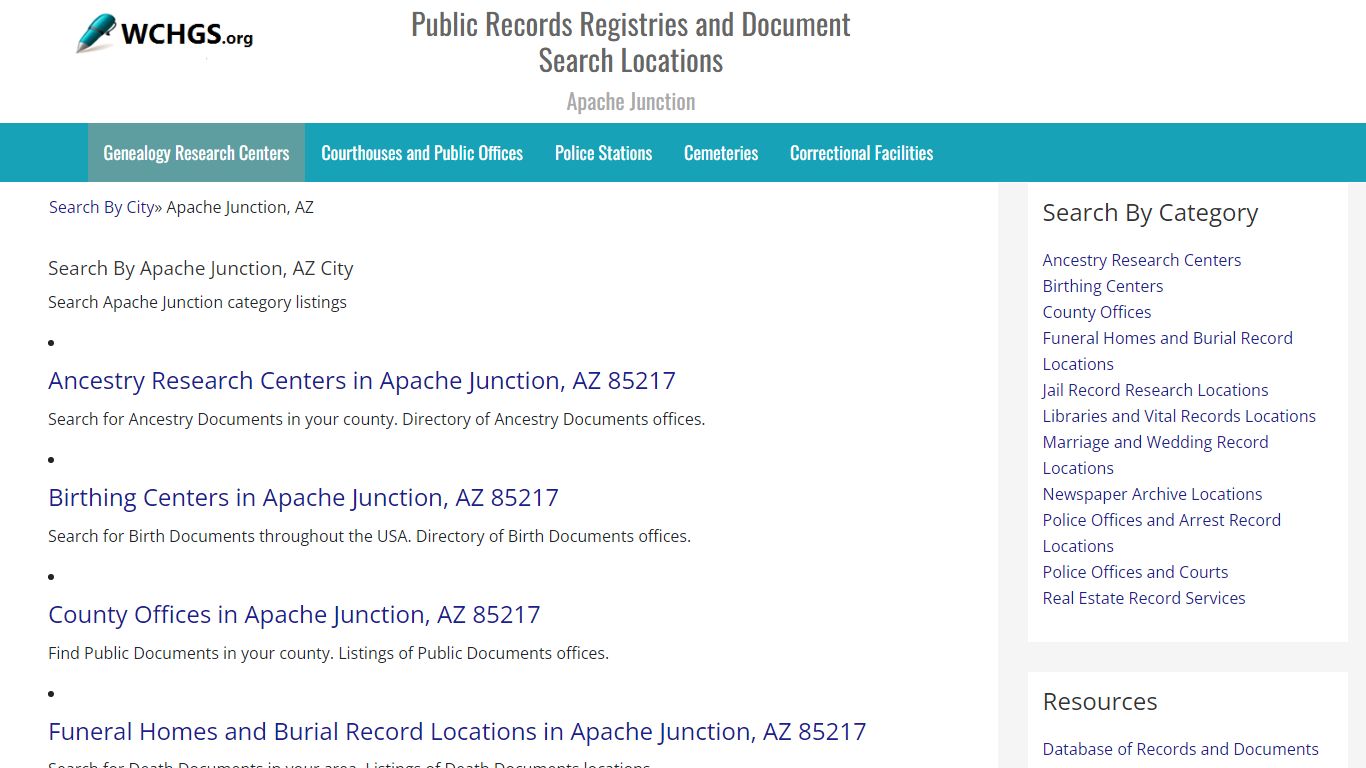 Public Records Registries in Apache Junction, AZ